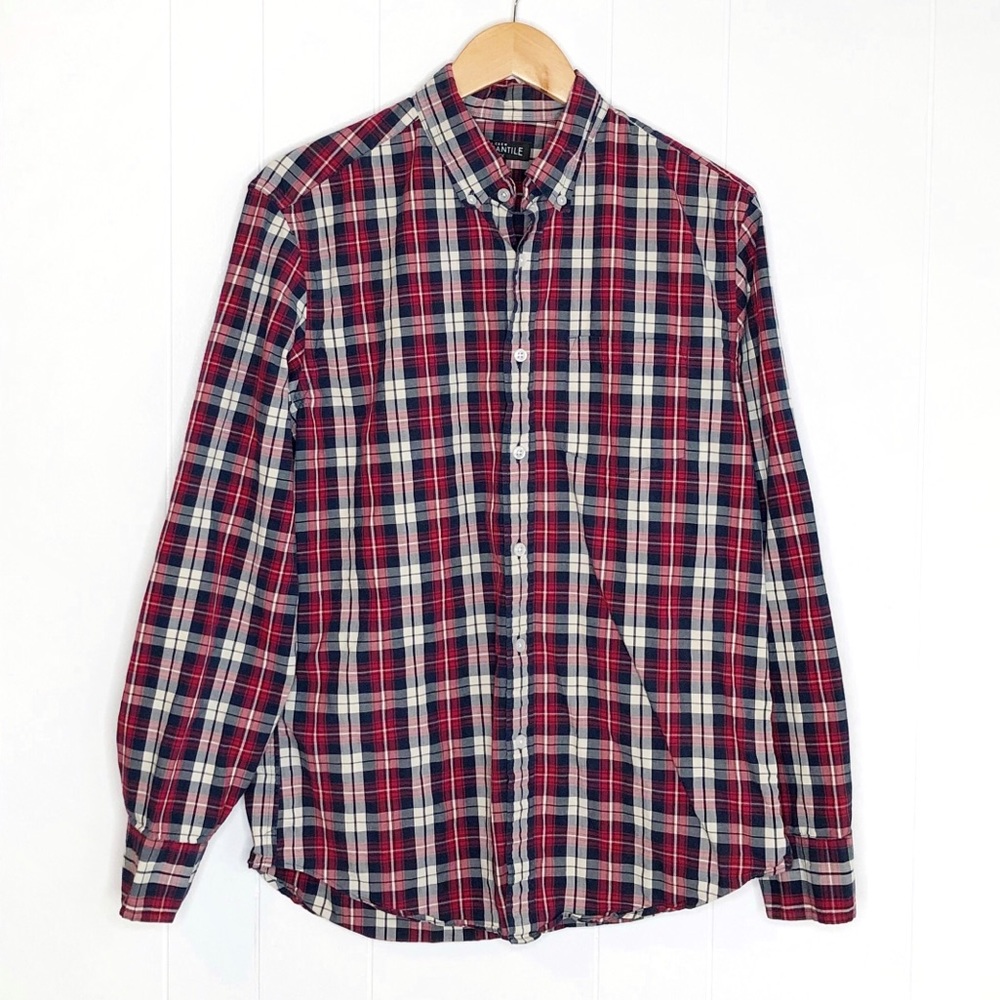 J. Crew Mercantile Flex Plaid Button Down Shirt Size Medium